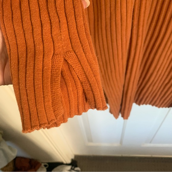SPORTSGIRL | Rust Long Line Ribbed Knit Cardigan - Picture 5 of 5